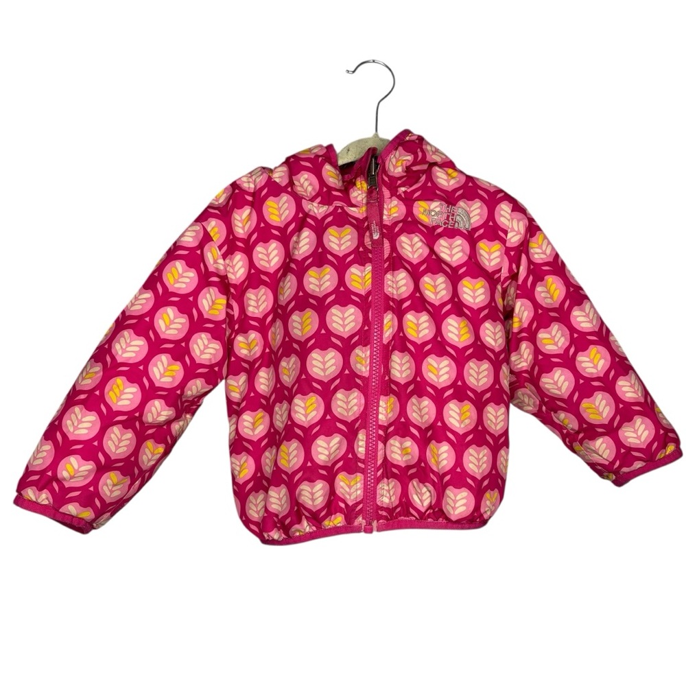 The North Face coat reversible Pink Leaf Pattern girls size 12 - 18 month